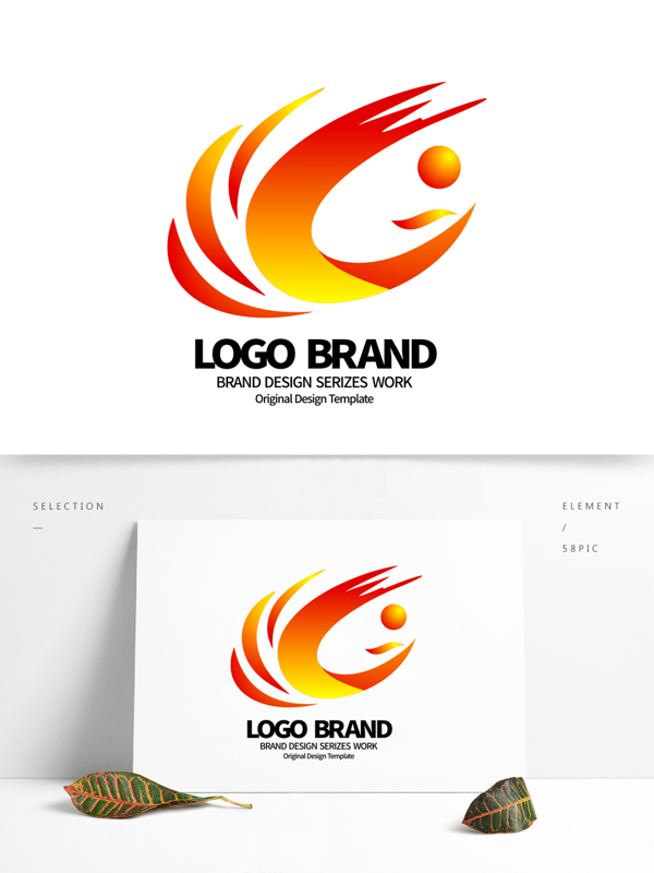 创意红黄飘带凤凰公司LOGO标志设计
