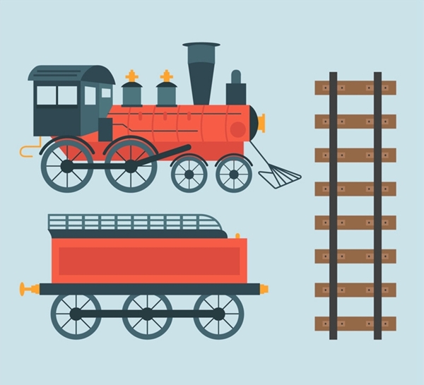 蒸汽火车和轨道图片