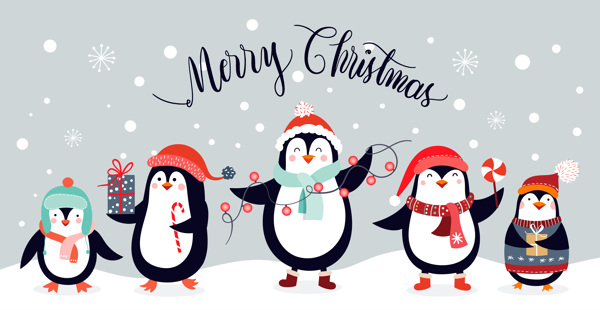 圣诞快乐企鹅卡通