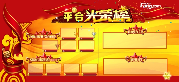 公司光榮榜附照片展板PSD