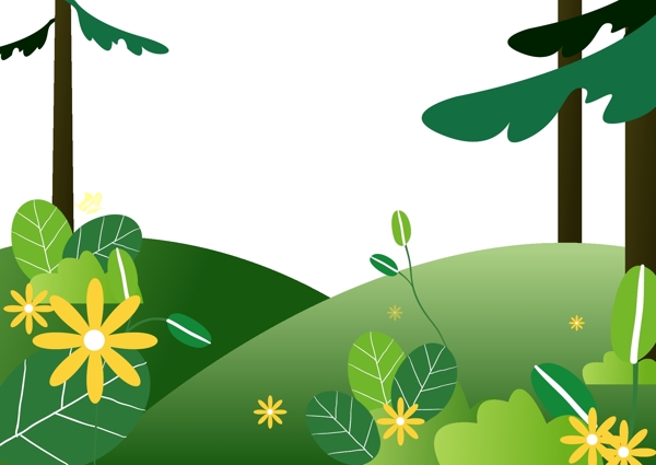 矢量森林植物绿色主题边框