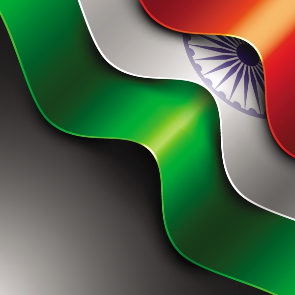 印度国旗背景与波型隔离在灰色的背景