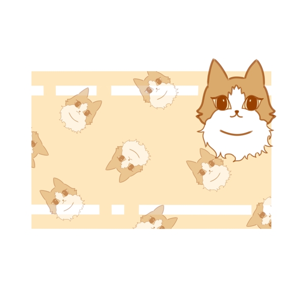 黃色的動物邊框插畫