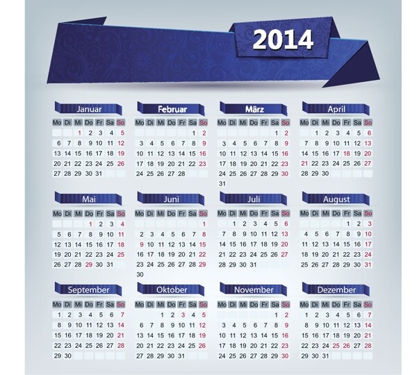 2014日歷網(wǎng)格的矢量設(shè)計(jì)01
