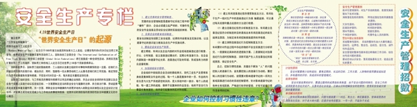 安全生產(chǎn)專欄展板