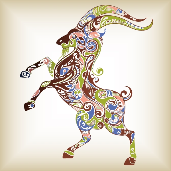 手繪抽象動物山羊矢量素材