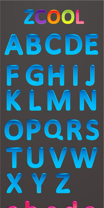 彩色立体字母和数字矢量素材