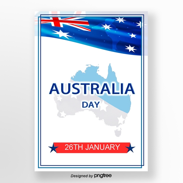 澳大利亚日简约清新地图国旗元素海报