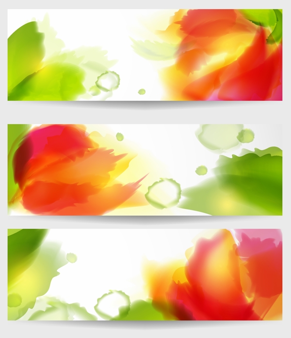3款炫丽朦胧水彩叠加花朵花瓣