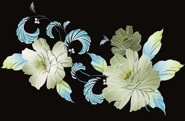 位圖植物圖案寫意花卉花朵梔子花免費(fèi)素材
