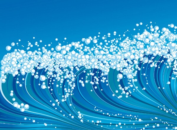 藍色大海漂亮波浪背景圖