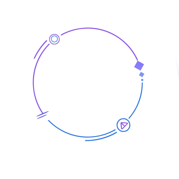 蓝紫色圆形科技边框矩形矢量素材
