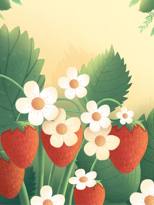 清新草莓卡通背景设计
