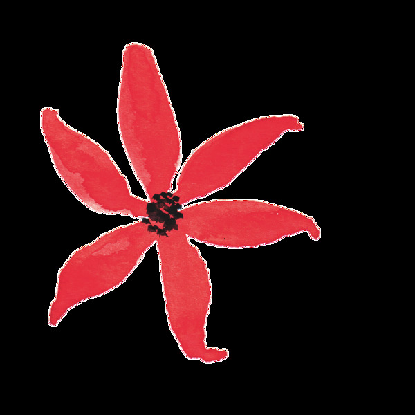 红色艳丽花卉透明素材