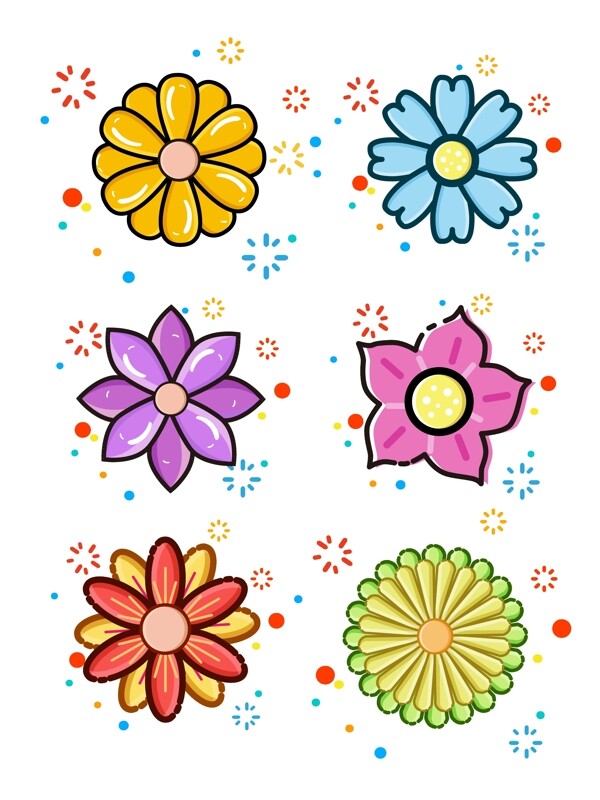 MBE卡通手绘花卉植物花朵矢量