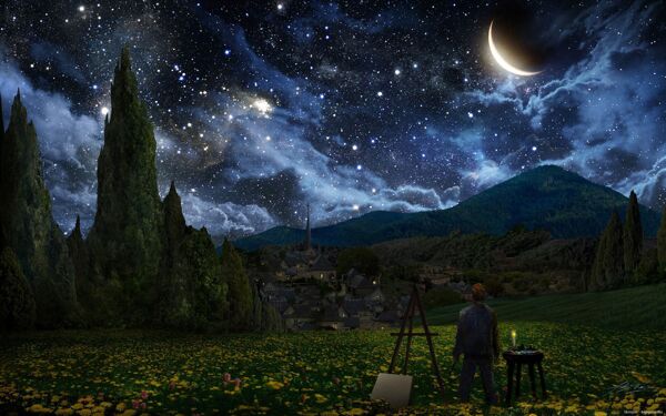 夜晚星空背景图片素材图风景