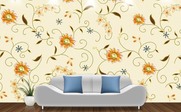 手绘植物花卉向日葵背景墙装饰画
