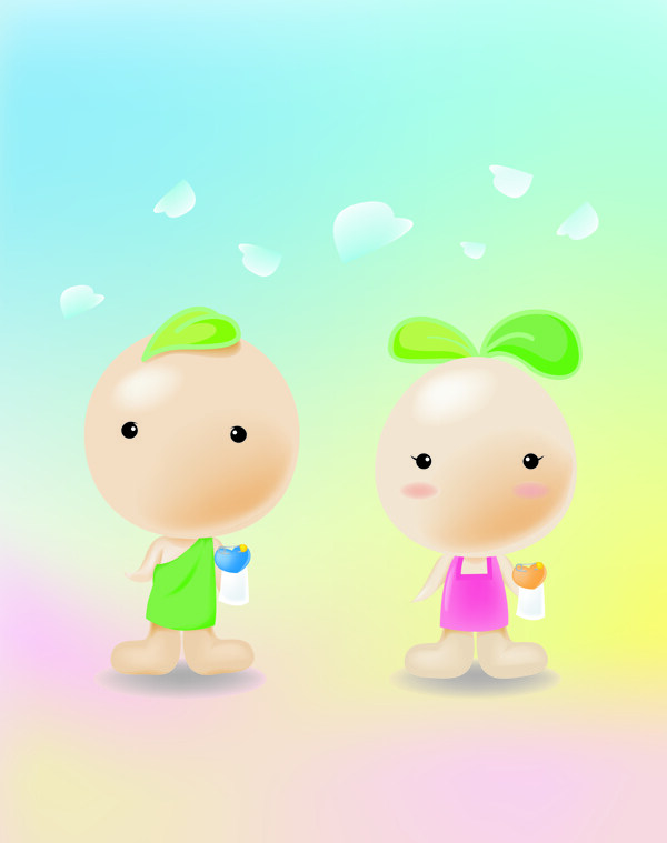 卡通男孩女孩花瓣瓶子移門(mén)圖片