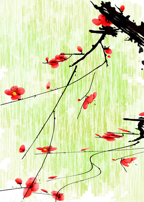 位圖插畫色彩花卉梅花黑色免費(fèi)素材