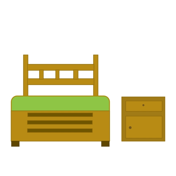 木质单人床床头柜