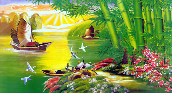 山水風(fēng)景油畫圖片