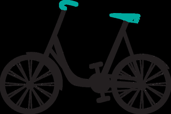黑色单车自行车插画免抠png透明图层素材