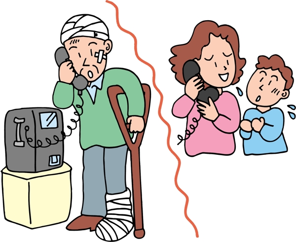 电话慰问病人漫画图片