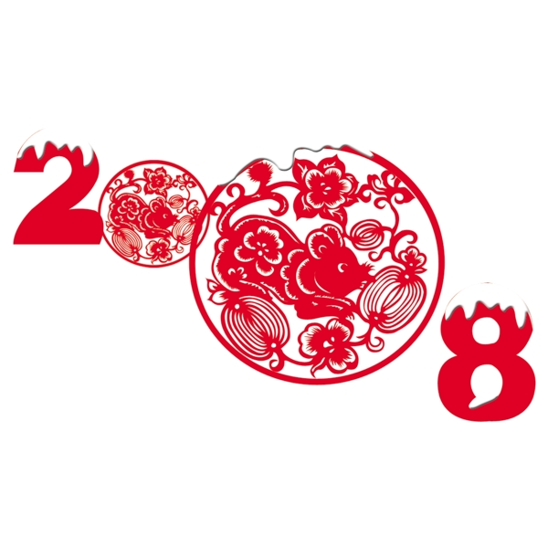 鼠年剪紙圖片