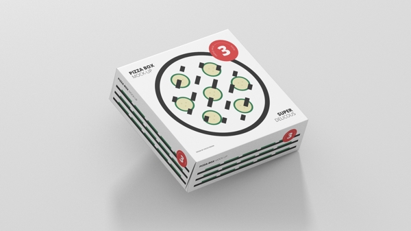 披萨包装盒智能样机效果图贴图