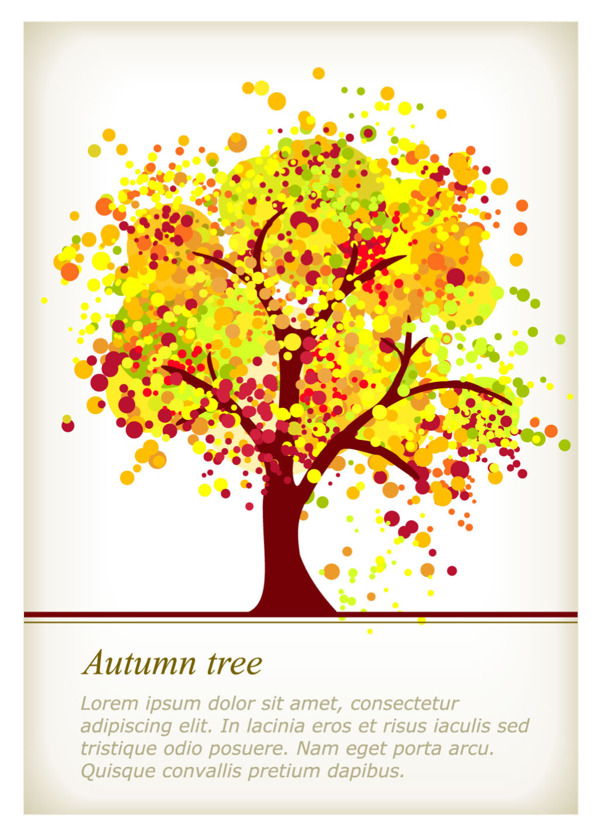 秋天的树的艺术创作背景矢量素材