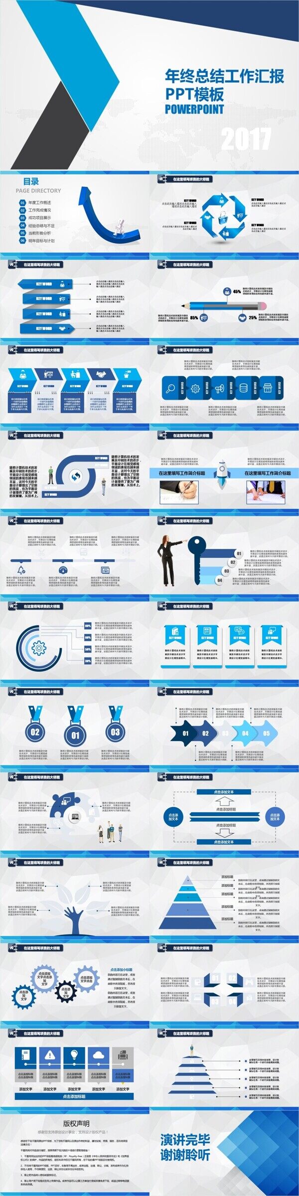 信息行业年度总结工作汇报模板蓝色简约设计