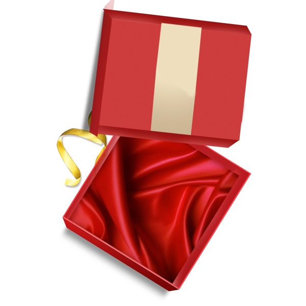 金色丝带和红色礼物盒素材