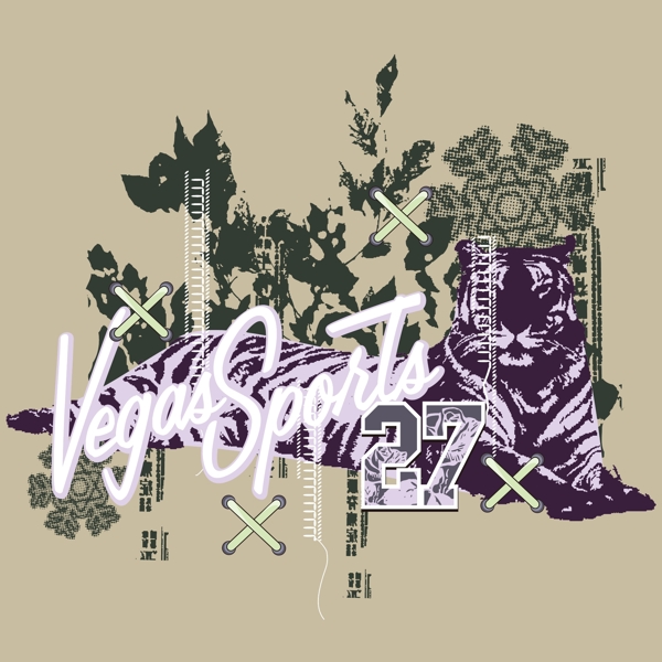 印花矢量圖時(shí)尚休閑女裝靚仔裝T恤圖案老虎免費(fèi)素材