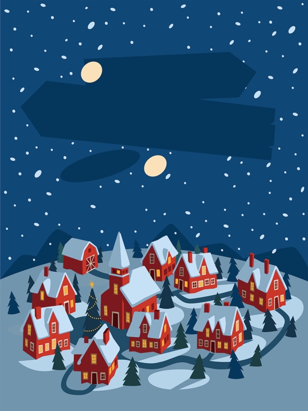 圣诞雪屋背景模版