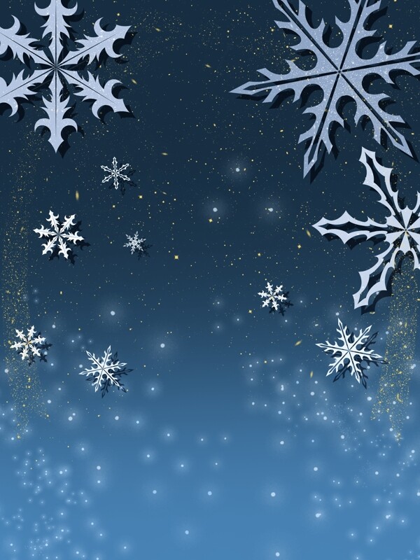 圣诞节唯美雪花蓝色背景