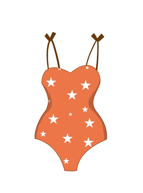 橘红色吊带泳衣