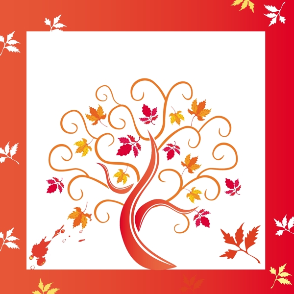 印花矢量圖色彩紅色黃色樹(shù)免費(fèi)素材
