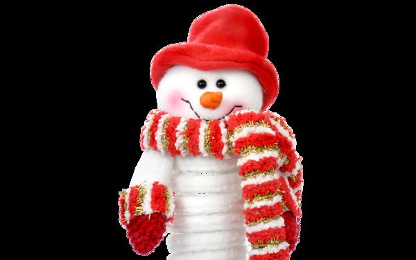 卡通戴红色帽子围巾的雪人png元素