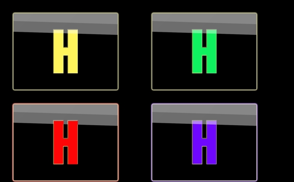 红黄蓝绿四色方形H按钮图标图片