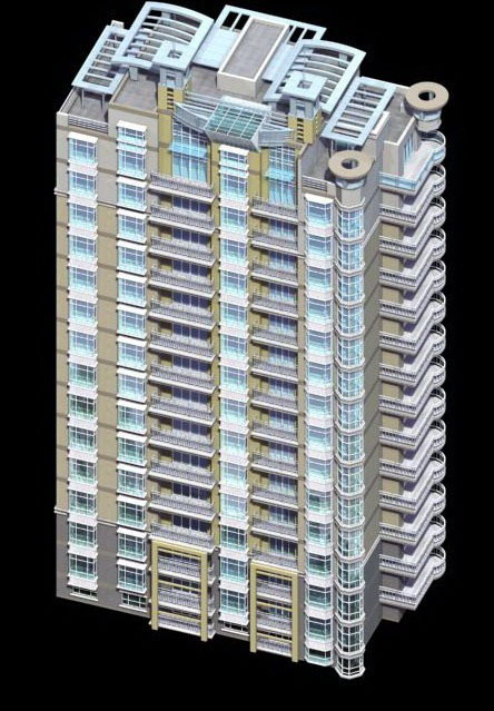 小高層塔式住宅樓3D模型