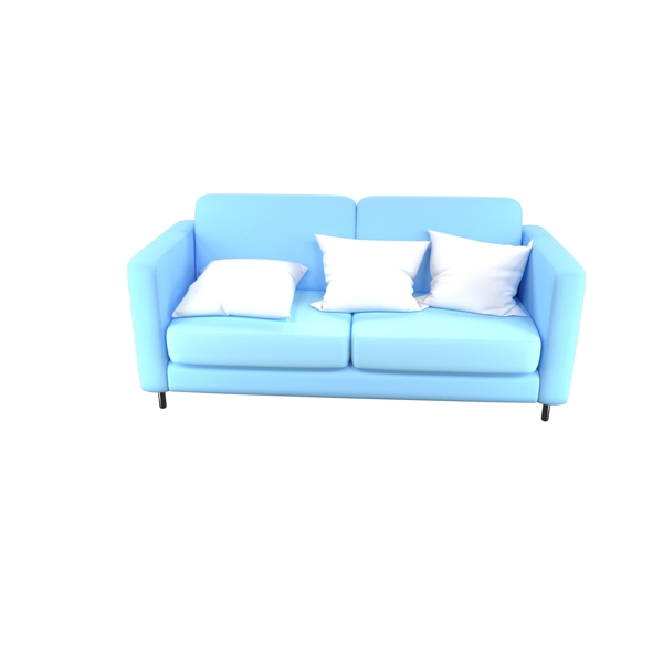3D蓝色双人沙发