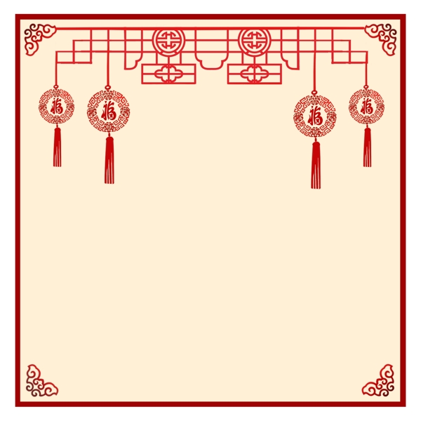 红色中国结挂饰边框