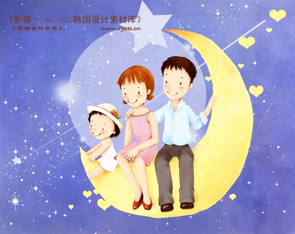 HanMaker韓國設(shè)計素材庫卡通漫畫全家幸福家庭生活父母孩子可愛