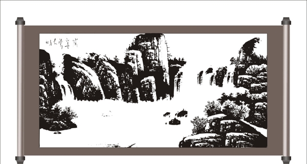 國(guó)畫矢量圖山水圖片