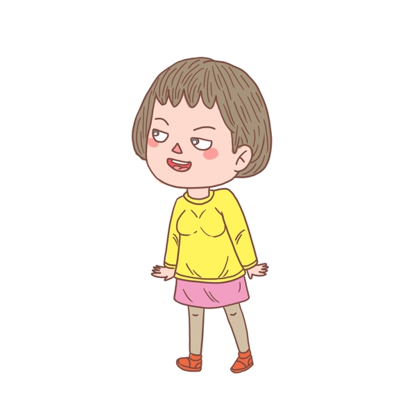 卡通手繪人物你要咋樣小女孩