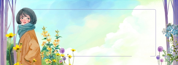 文藝初春手繪banner