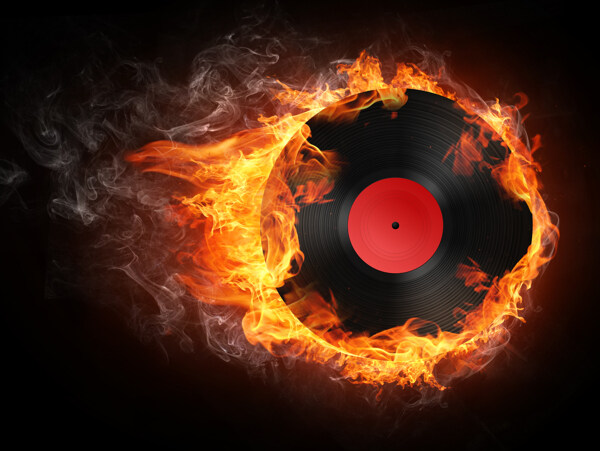 火焰烟雾与DJ音乐图片