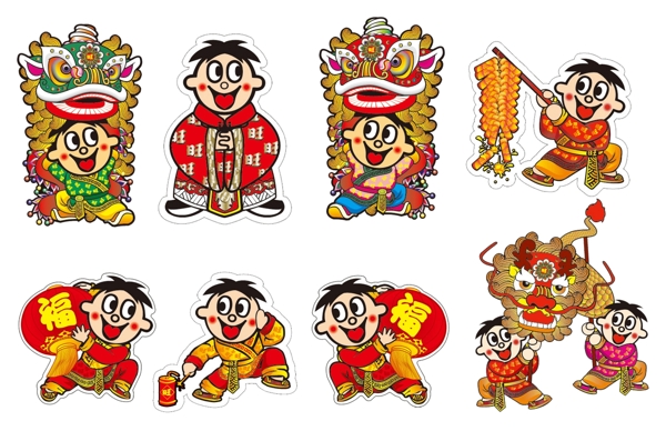 旺仔过新年分层psd素材图片
