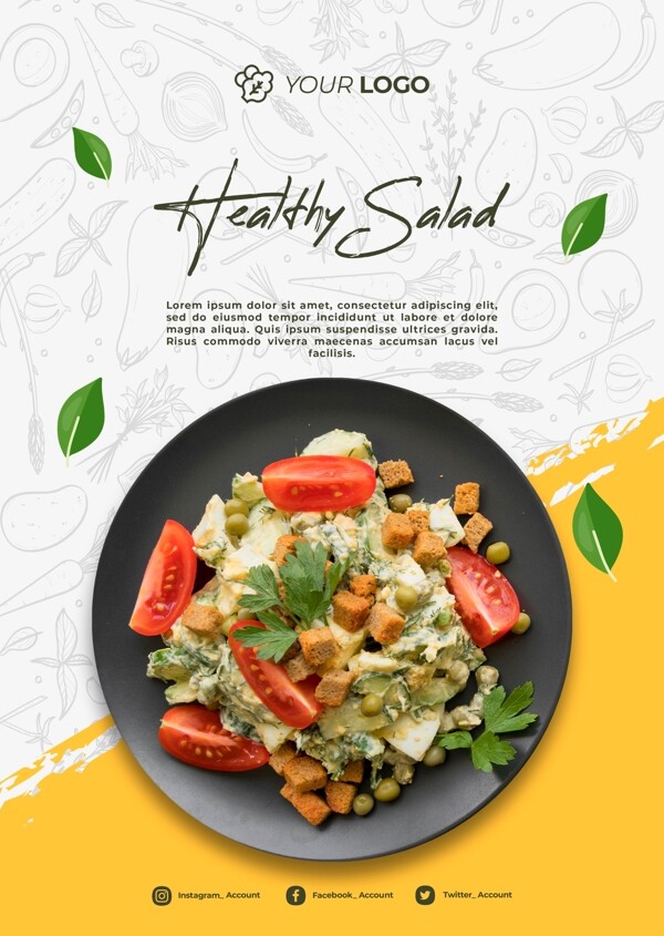 健康沙拉午餐海报图片