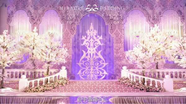 欧式婚礼蓝紫色背景欧式花纹婚礼背景